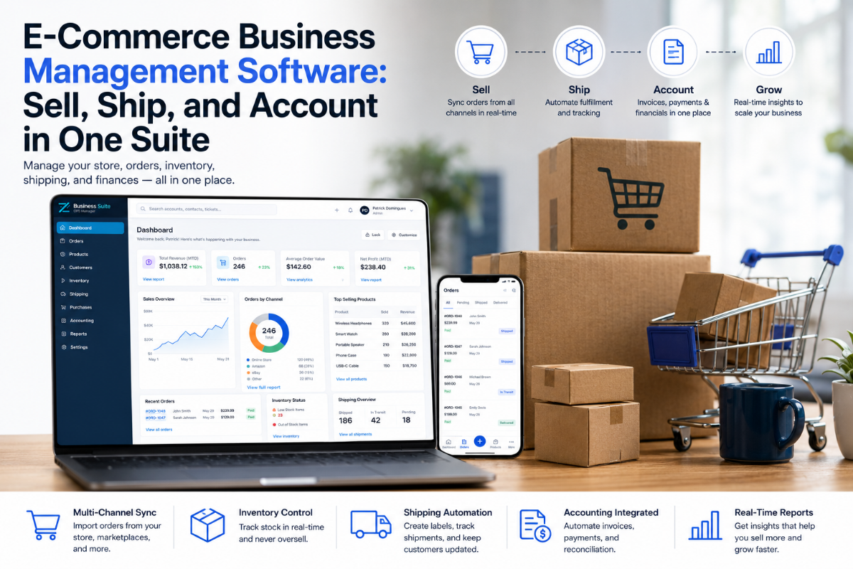 E-Commerce Business Management Software: Sell, Ship, and Account in One Suite